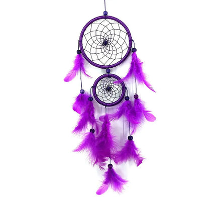 Bridal White Dreamcatcher - Double Ring Feather Pendant, Holiday Wind Chime Decor Gift