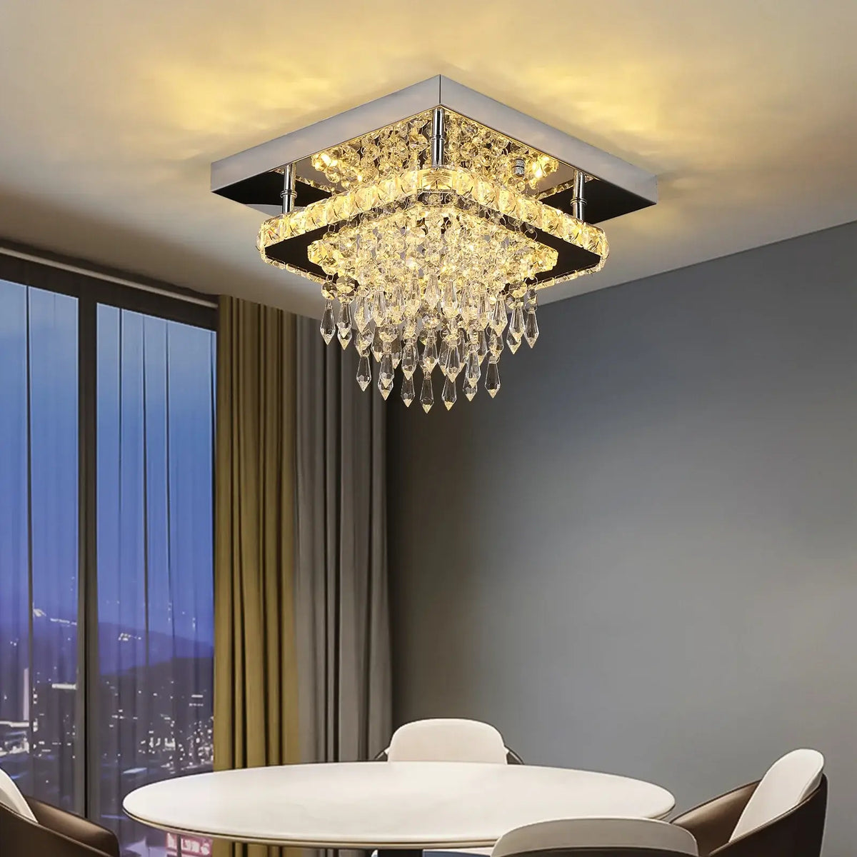 GreeLustr Round Crystal LED Ceiling Light, 30 cm