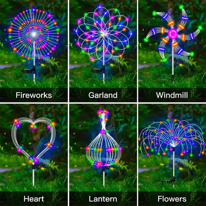 LED Solar Firework Lamp Outdoor Garden Decor Pathway Fairy Lights Waterproof Christmas Yard Balcony Patio Lawn Solar Light
