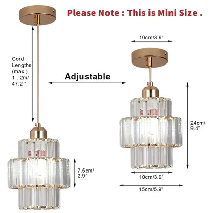 Modern Crystal Pendant Light with Gold-Tone Details