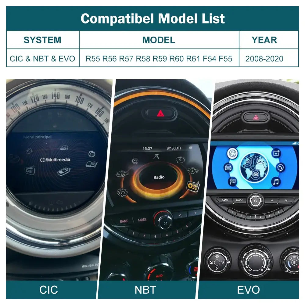 Wireless CarPlay Android Auto for Mini R55 R56 R57 R58 R60 R61 F54 F55 F56 Clubman Countryman Hardtop Cooper John Cooper Works