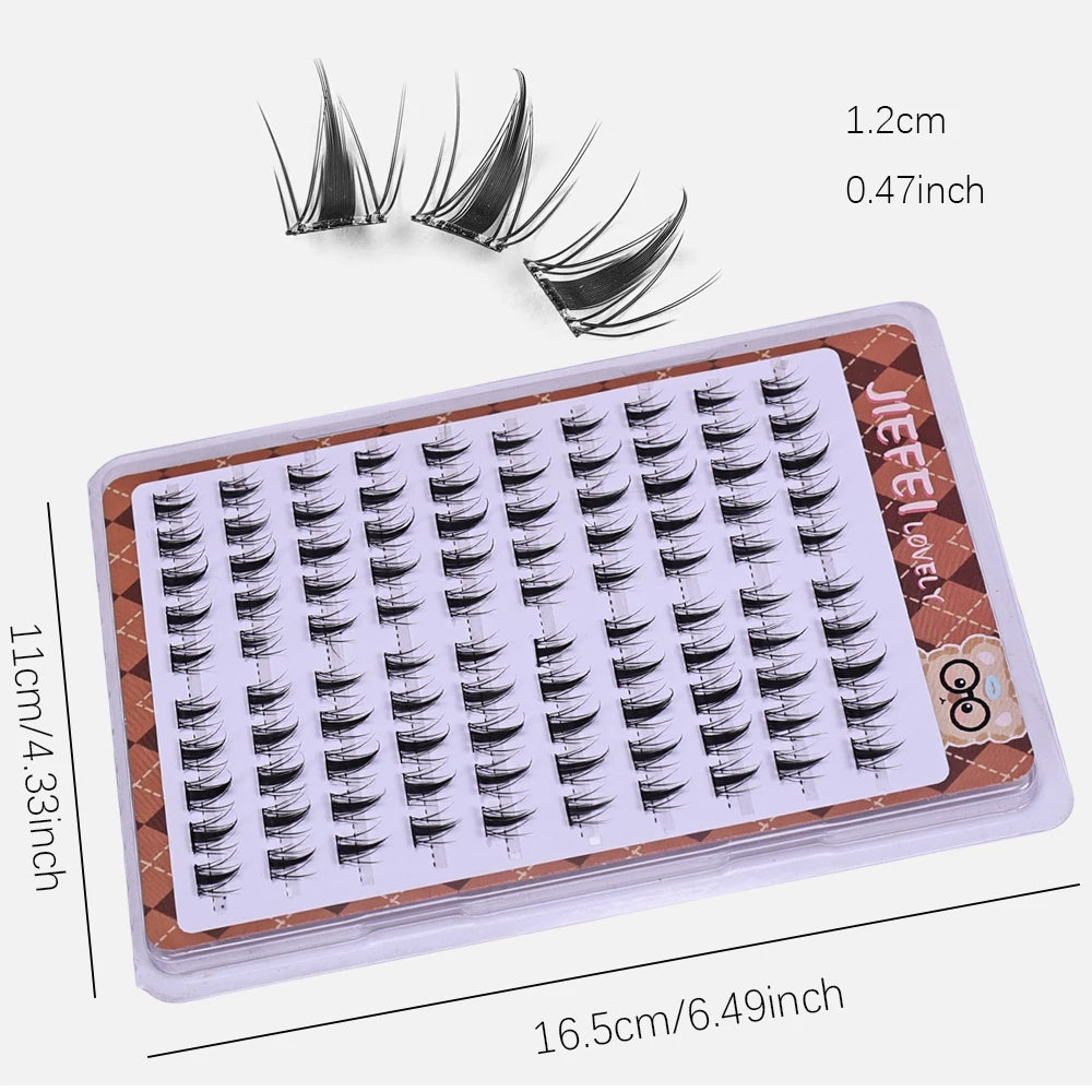 DIY Self-Adhesive Cluster Lashes – 10 Rows/Box | Glue-Free | Natural Long Manga Style | Handmade | Unisex
