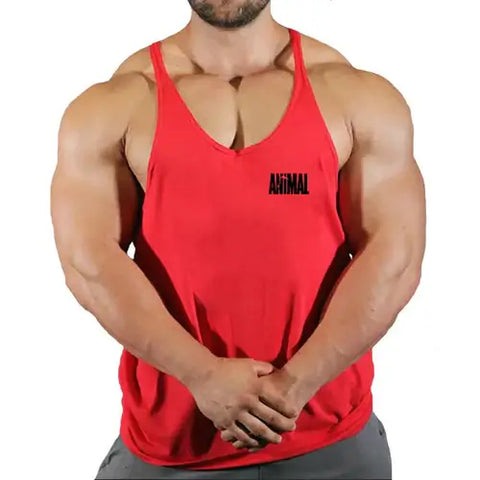 Summer Animal Gym Stringer Tank Top Men Cotton Clothing Bodybuilding.