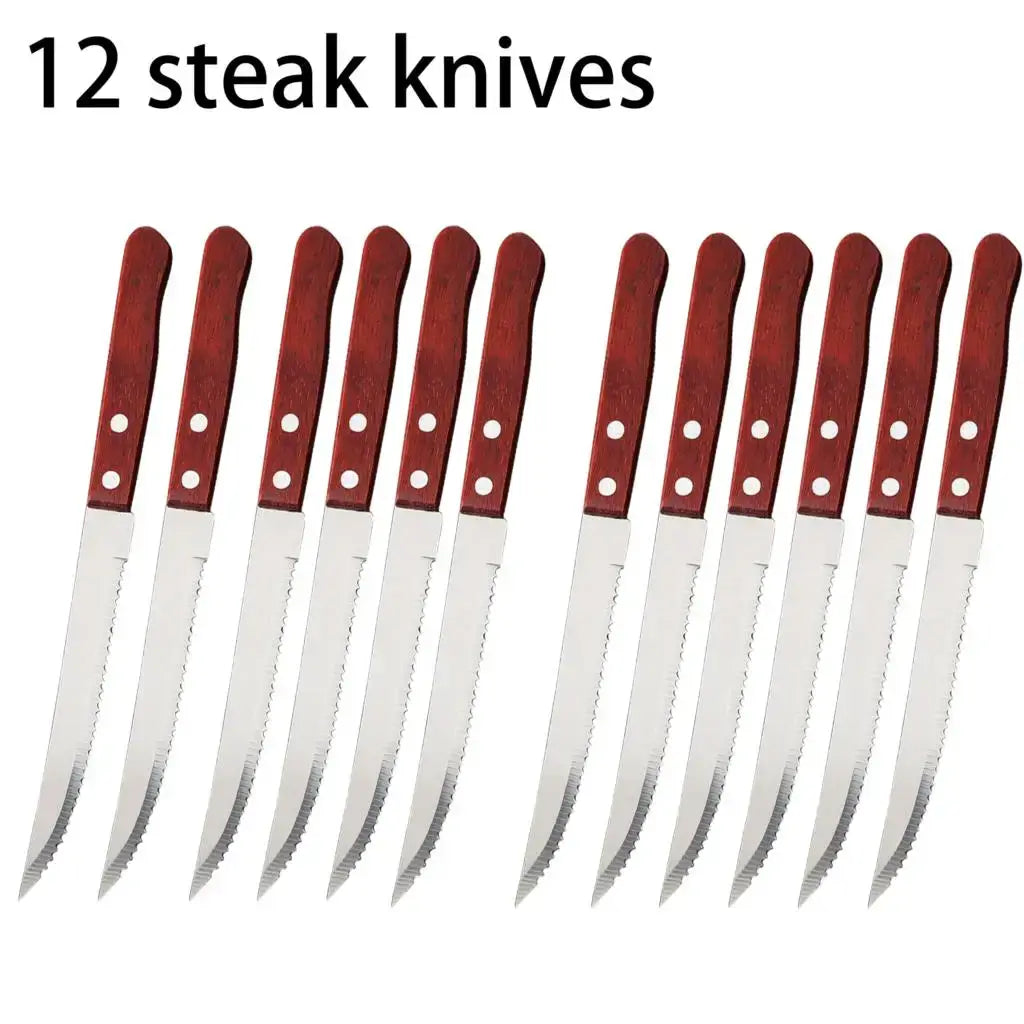 Stainless Steel Steak Knife Set with Wooden Handle