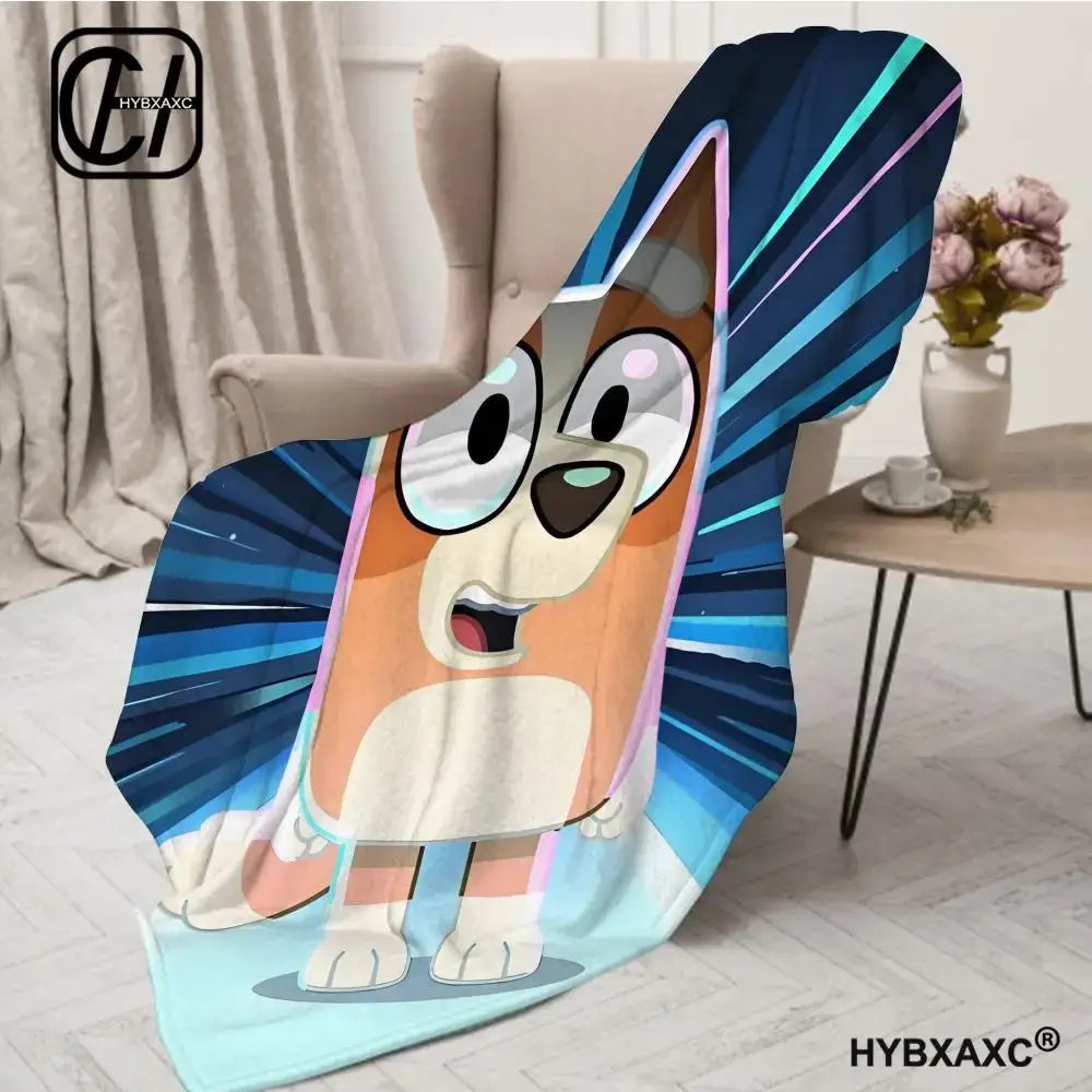 B-bluey-y Downy Throw Blanket Aesthetic Portable Home Travel Camping Sofa Picnic Thick Warm Flannel Blanket