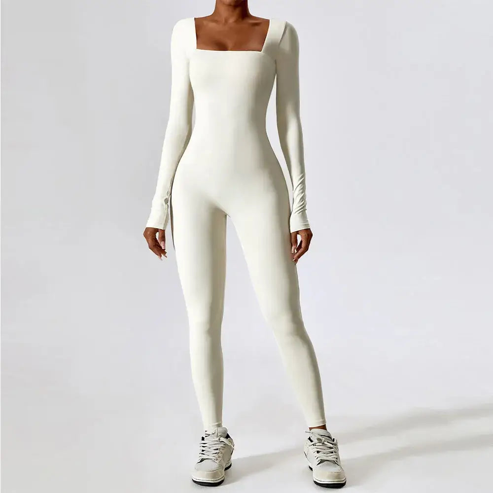 Jumpsuit Gym Workout Yoga Clothes Dance Fitness Long Sleeved One Piece.