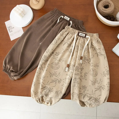 1-8yr Old Kids Clothes Floral Print Harem Pants Fashion Bear Casual Loose Children&