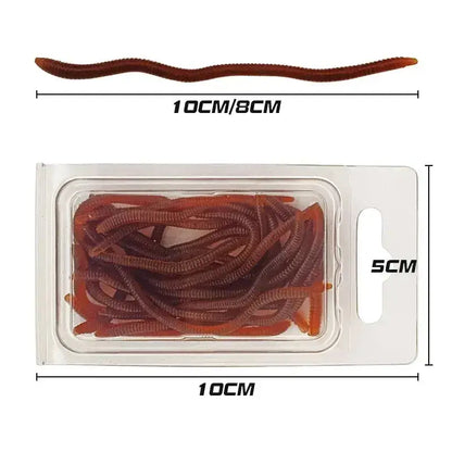 Red Worm Soft Fishing Lures, 3.5–10 cm Options