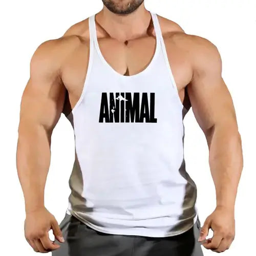 Summer Animal Gym Stringer Tank Top Men Cotton Clothing Bodybuilding.