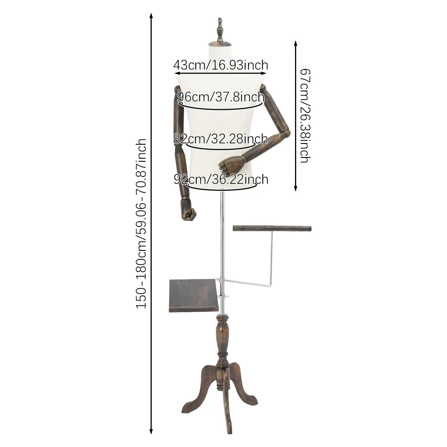 Male Mannequin Dress Half Body Adjustable Height About 150-180cm Male Mannequin