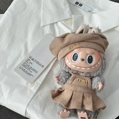 Labubu Fashion Overalls Pleated Skirt Set for Dolls