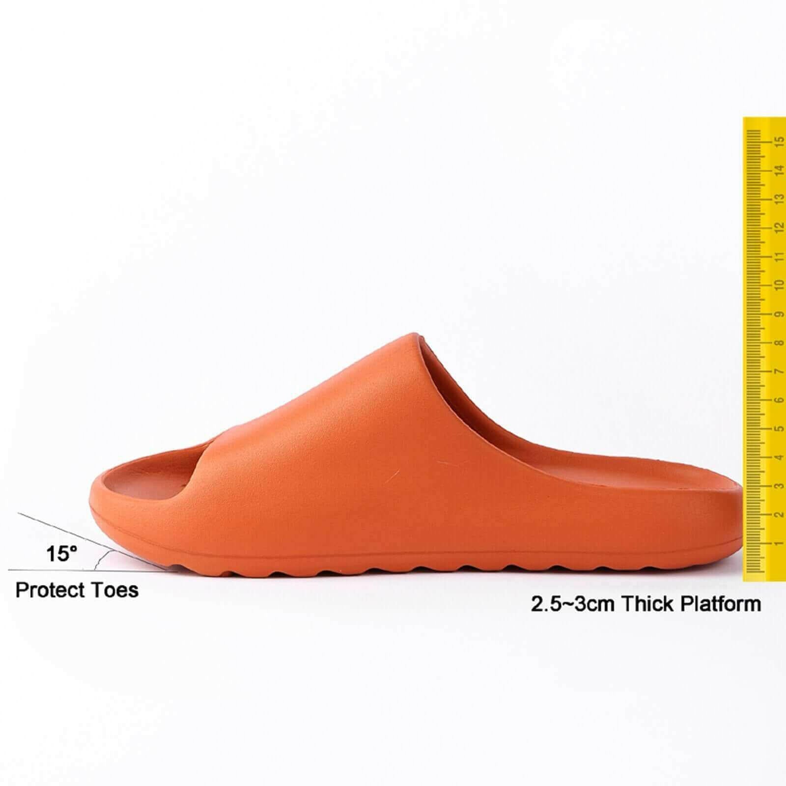 Platform Pillow Slides for Women - Orange Chunky Shower Slippers.