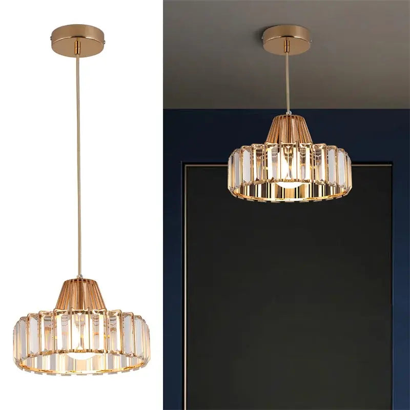 GreeLustr Modern Crystal Pendant Light, Black or Gold