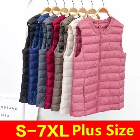 Women Autumn Winter Ultralight Thin Packable Down Sleeveless Jacket.