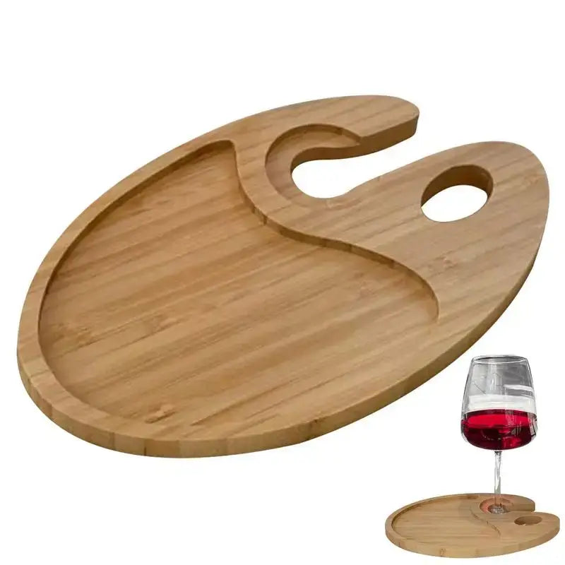 Wine Appetizer Plates with Glass Holder - 8.5x5.25