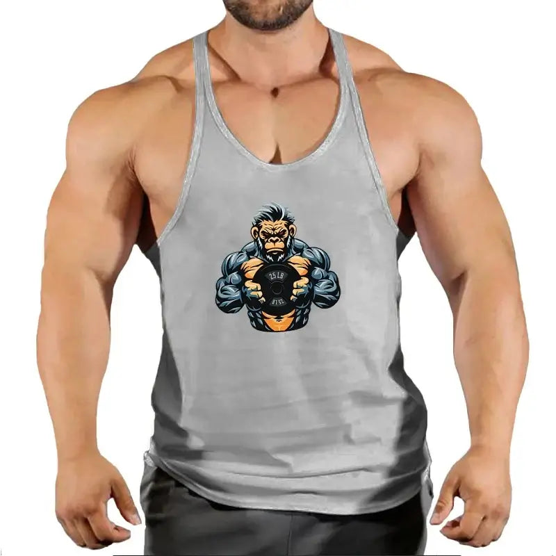 Summer Y Back Gym Stringer Tank Top Men Cotton Clothing Bodybuilding Sleeveless Shirt Fitness Vest Muscle Singlets Workout Tank