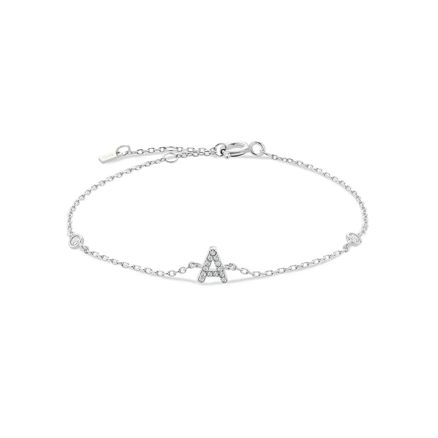 925 Sterling Silver Initial 26 Letters Alphabet Monogram Gold Name Bracelet Crystal CZ Zircon 2021 Fashionable Jewelry