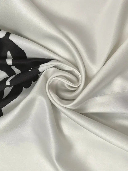 Office Ladies Office A-line Dress 2025 New Summer Half Sleeves Flower Print Printed Tied Waist V-Neck Women&