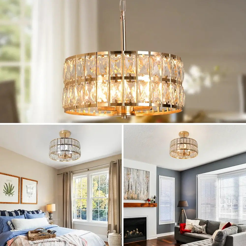 VETRULUS Crystal Pendant Light, Black or Gold