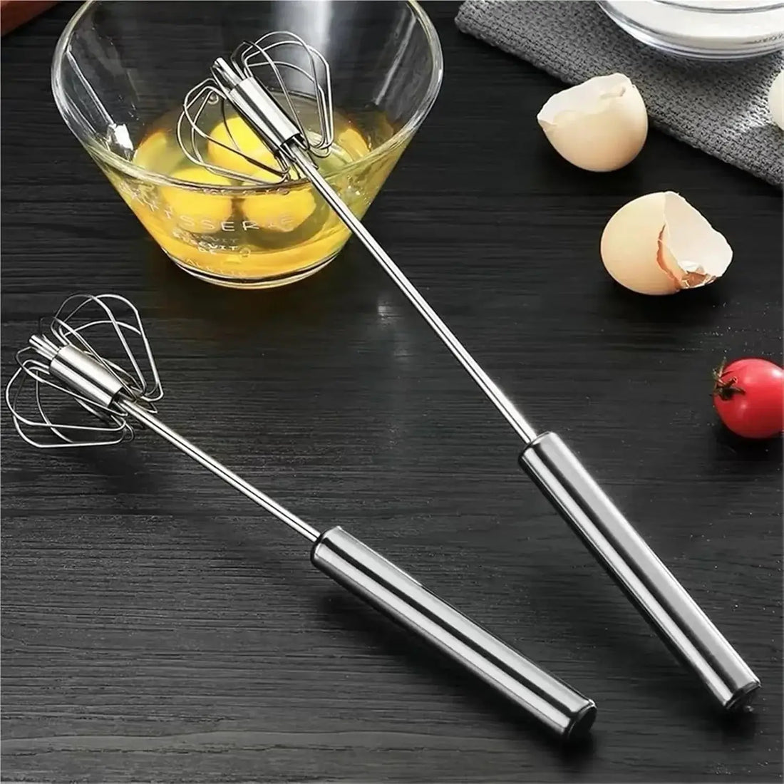1pcs Stainless Steel Semi-Automatic Whisk, Stainless Steel Egg Whisk Hand Push Rotary Blender, Versatile Hand Push Mixer Stirrer Tool
