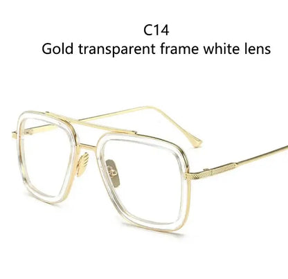 Sun Glasses Fashion Square frame Tony Stark Style Women Sunglasses Men Square Brand Design Sun Glasses Oculos Retro Male Iron