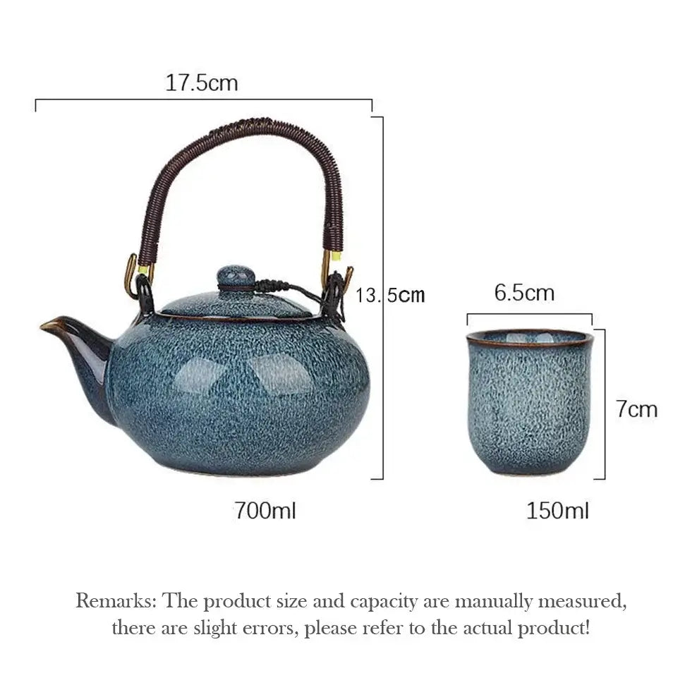 ceramic tea set with handle