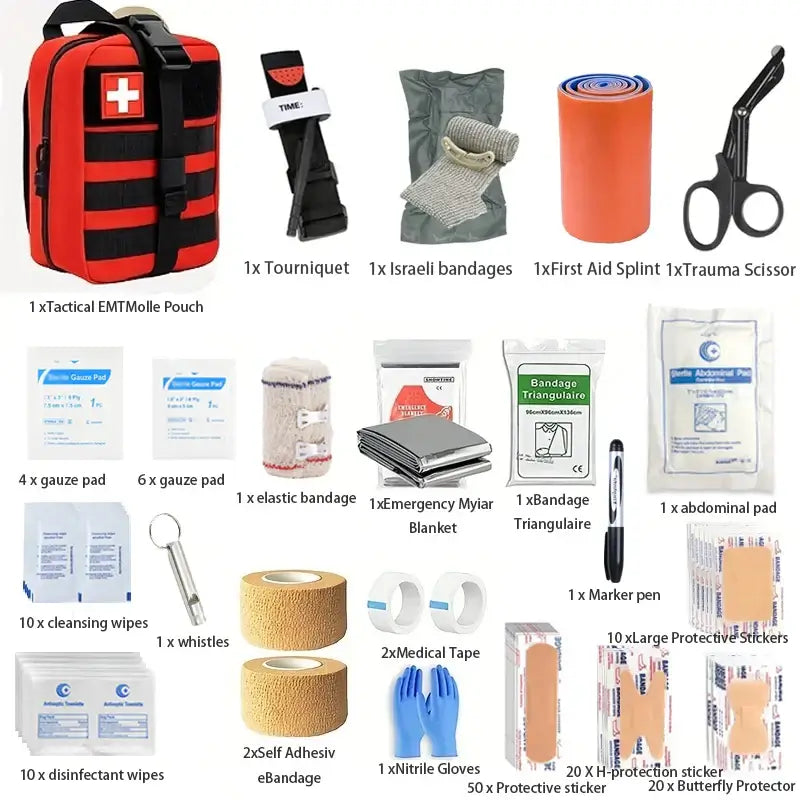 131pcs First Aid Kit - Military Trauma Medical Supplies