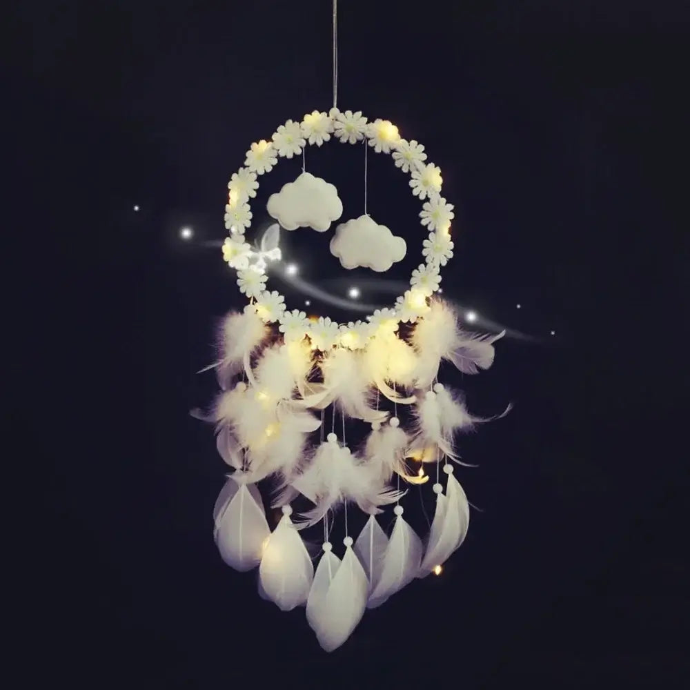 Dream Catcher Bedroom Wind Chimes Hanging Decorations Hand Woven Feather Craft Dreamcatcher Aerial Ornament for Infant Gril Gift