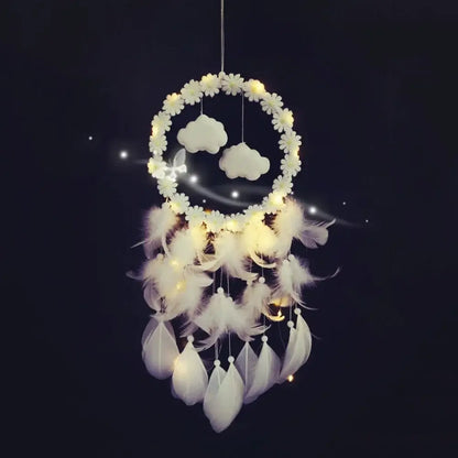Dream Catcher Bedroom Wind Chimes Hanging Decorations Hand Woven Feather Craft Dreamcatcher Aerial Ornament for Infant Gril Gift