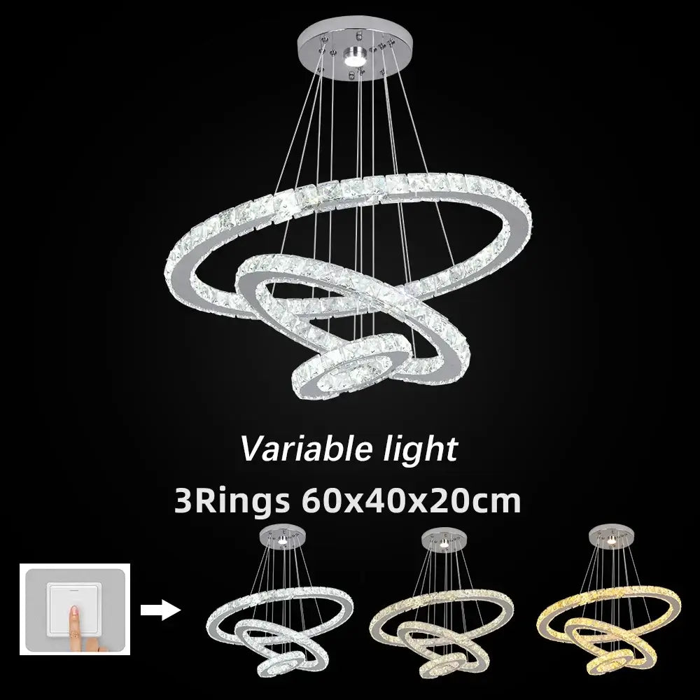 Modern Crystal Ring LED Pendant Chandelier