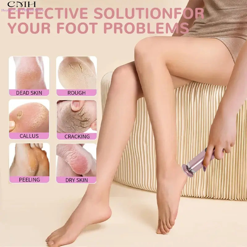 CMH Dual-Head Metal Electric Foot Grinder Portable Rechargeable Callus Remover Dead Skin Remover with Multiple Free Accessories