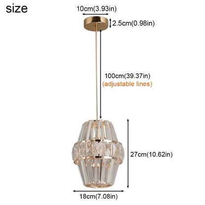 Modern Crystal Pendant Light with Gold-Tone Details