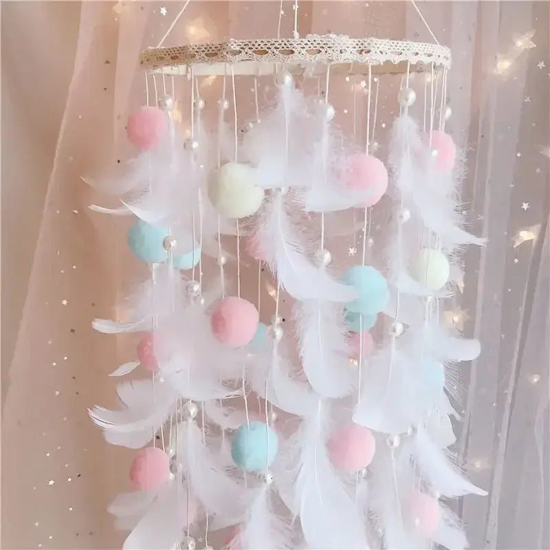 Dream Catcher Bedroom Wind Chimes Hanging Decorations Hand Woven Feather Craft Dreamcatcher Aerial Ornament for Infant Gril Gift