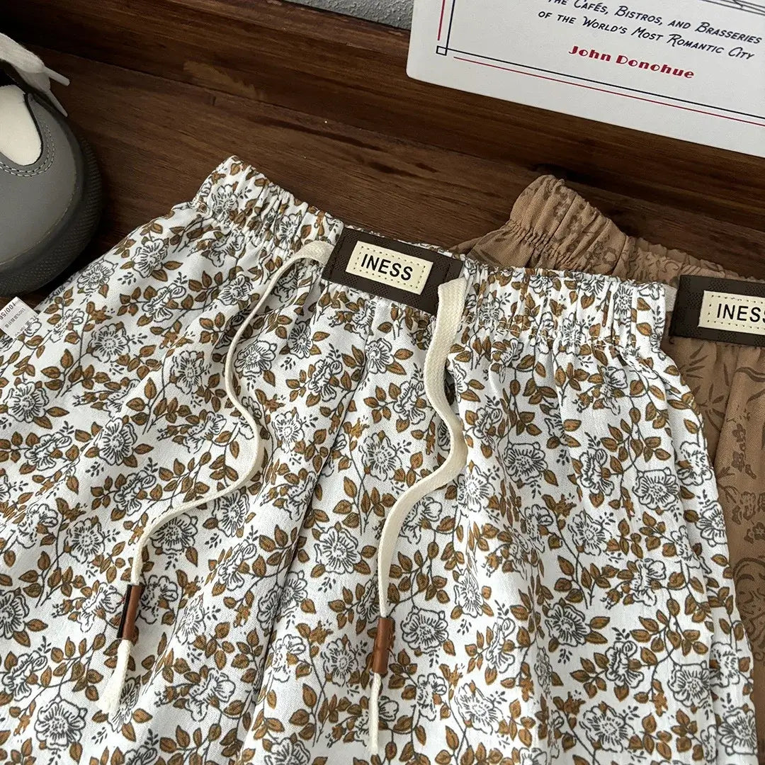 1-8yr Old Kids Clothes Floral Print Harem Pants Fashion Bear Casual Loose Children&