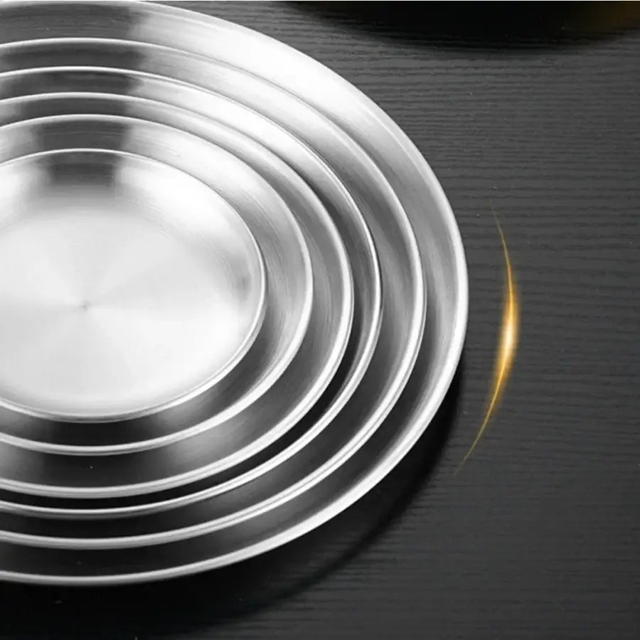 4pcs Stainless Steel Silver Plates - Korean Style