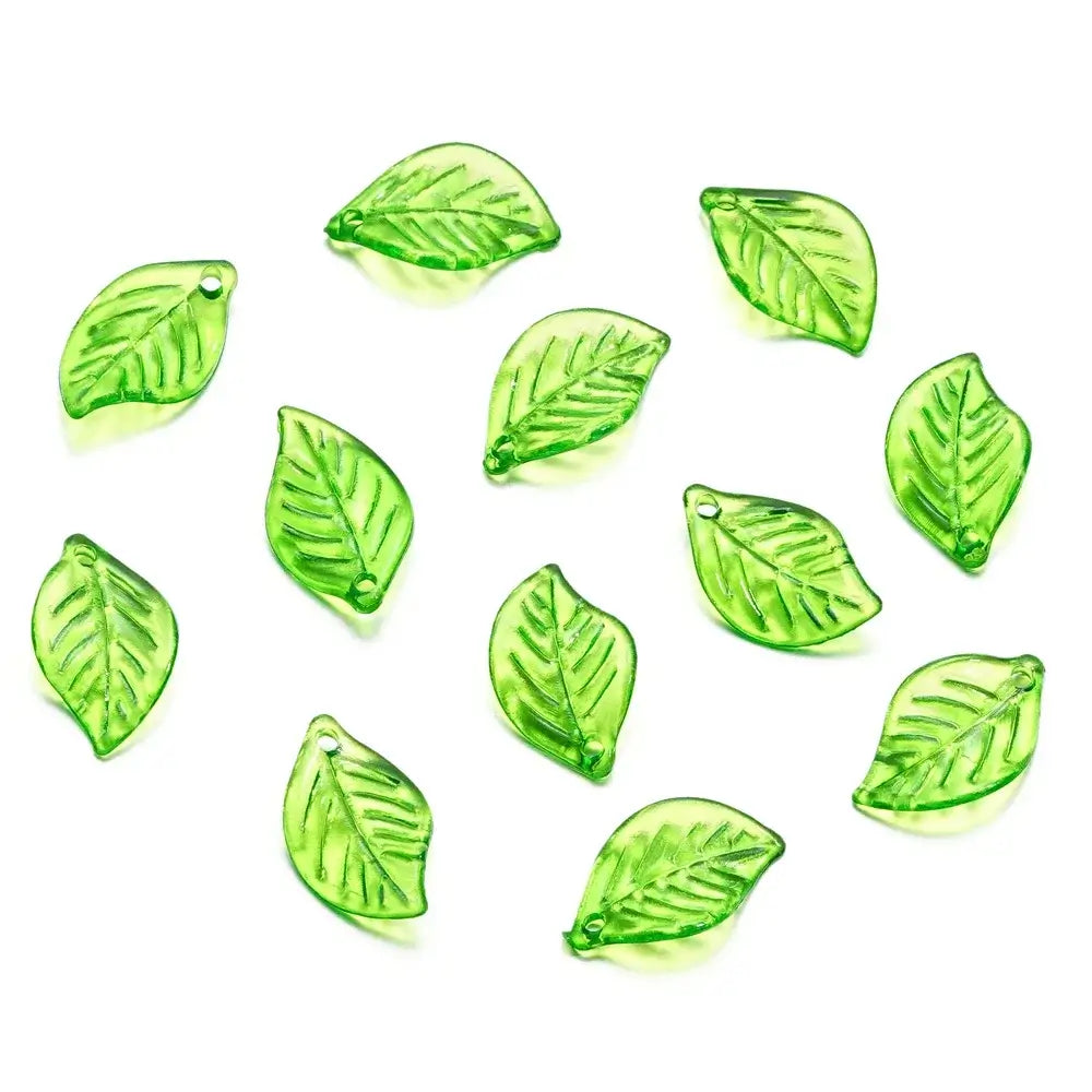 10-100pcs Green Acrylic Leaf Charms Leaves Beads Pendants For Diy Necklace Bracelet Earrings Jewelry Making Handmade Crafts