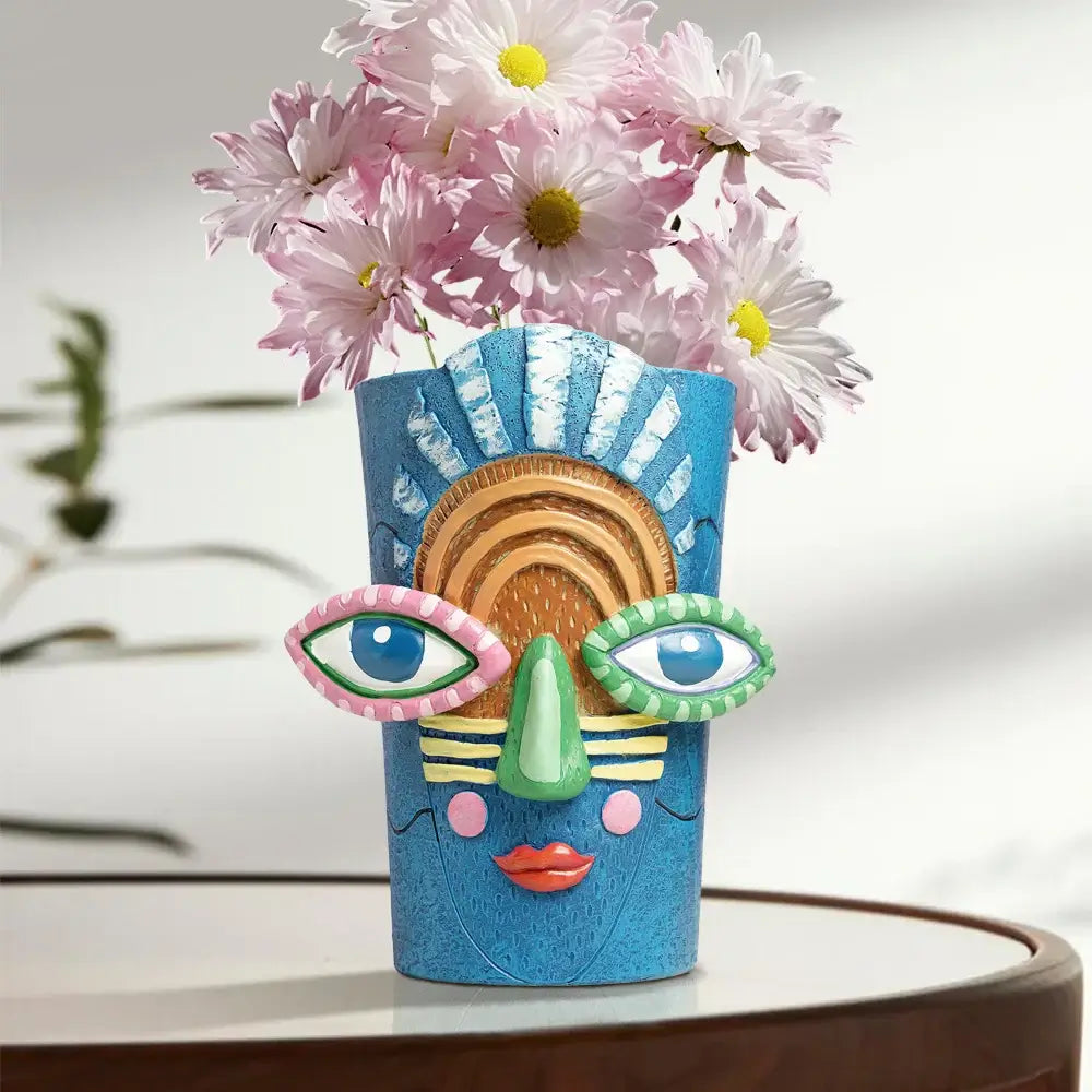 abstract face planter pot