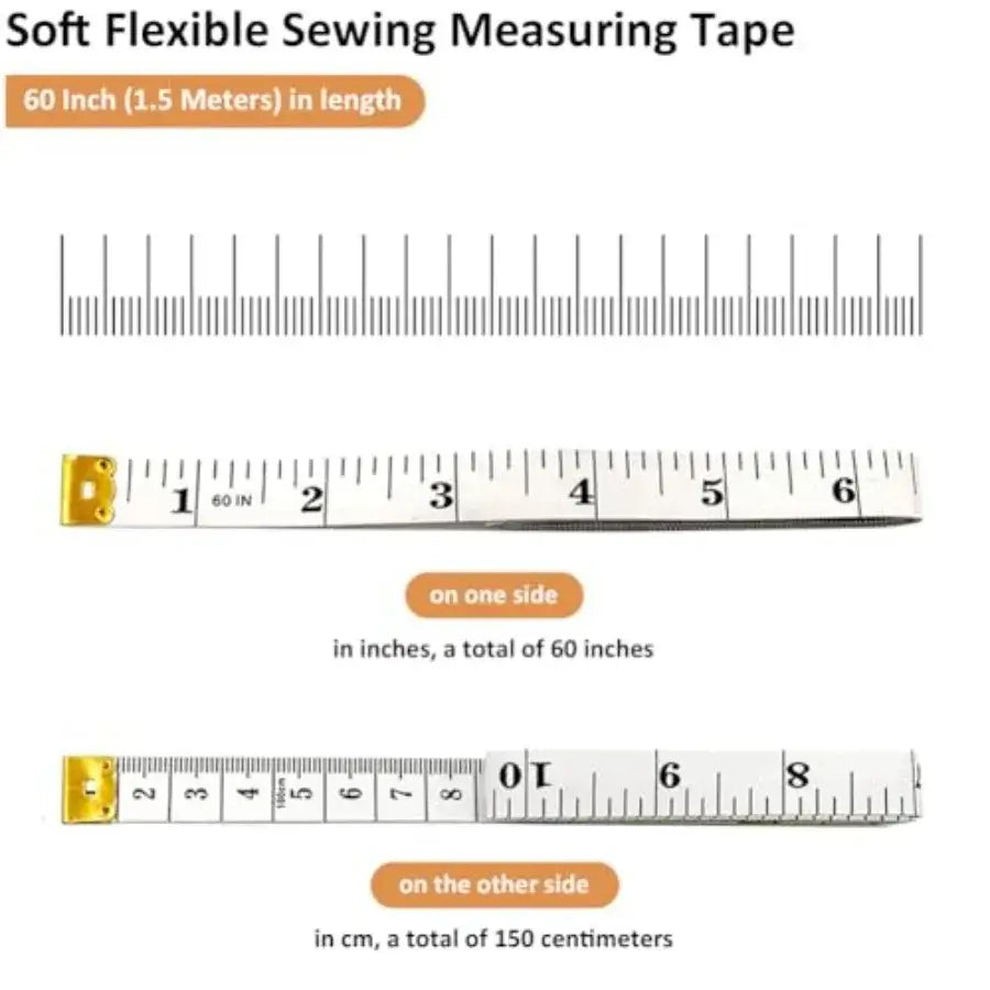 3-Pack Measuring Tape for Body Measurements: Waist Chest Bust Shoulders Hips Arms etc Perfect Soft Flexible Tape Measure Double