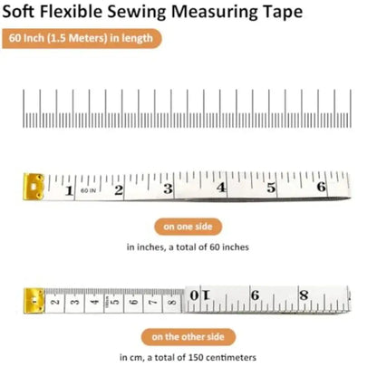 3-Pack Measuring Tape for Body Measurements: Waist Chest Bust Shoulders Hips Arms etc Perfect Soft Flexible Tape Measure Double