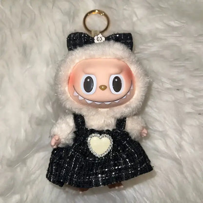 Labubu plush doll skirt set