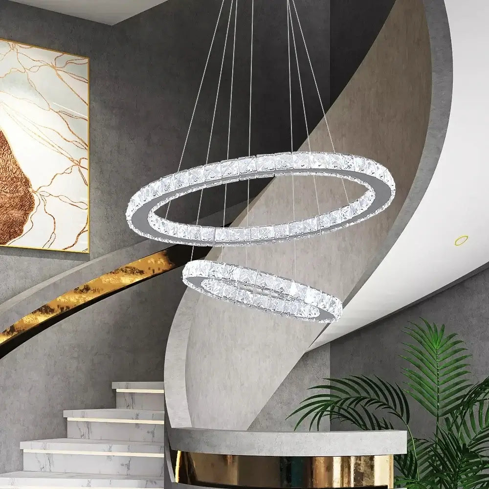 GreeLustr Crystal Ring Pendant Light, Selectable Controls