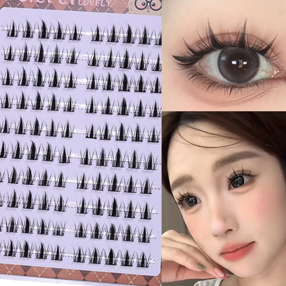 DIY Self-Adhesive Cluster Lashes – 10 Rows/Box | Glue-Free | Natural Long Manga Style | Handmade | Unisex