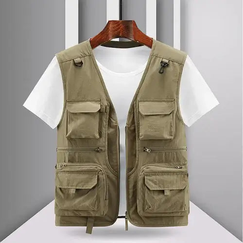 2023 Summer New Mens Many Pocket Tactical Hiking Fishing Vest Man