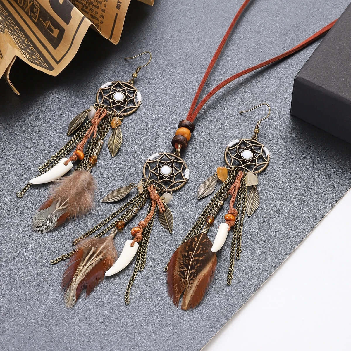 Bohemia Retro Women's Dream Catcher Long Tassel Earrings Sets Alloy