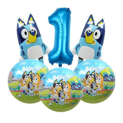 Cute Bluey Birthday Party Decoration Bluey Paper Napkin Plate Cup Tablecloth Balloons Kids Baby Shower Supplies