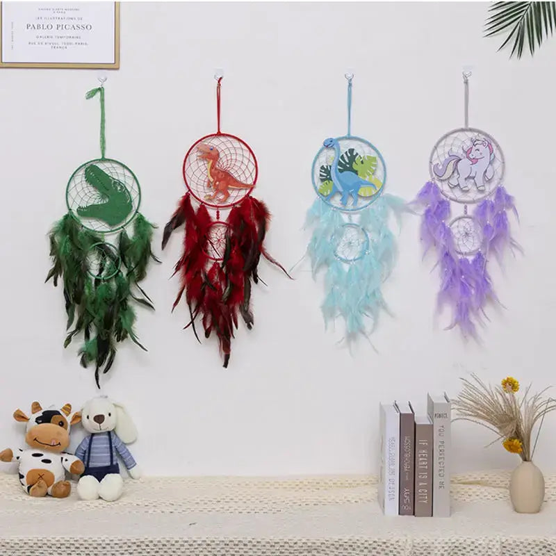 Animals Dinosaur Dream Catchers Wall Decor for Kids Children Room Cute Crocodile Horse Catcher Hanging Ornament Home Accessories