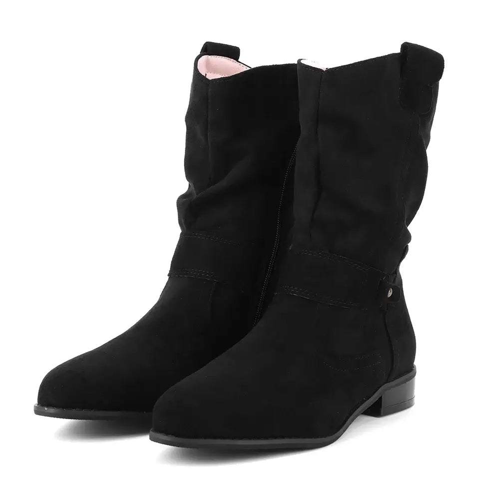 Women Ankle Boots with Buckle Comfortable Suede Boots Non Slip Pointed Toe Boots Lightweight Western Cowboy Boots for Dailyware