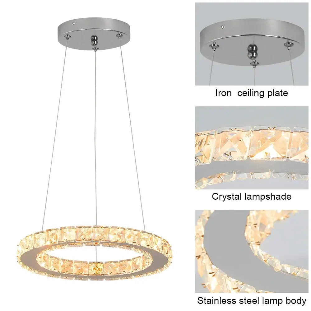 GreeLustr Crystal Ring Pendant Light, Selectable Controls