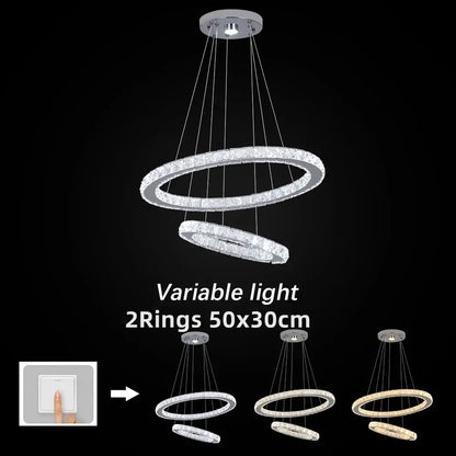 Modern Crystal Ring LED Pendant Chandelier