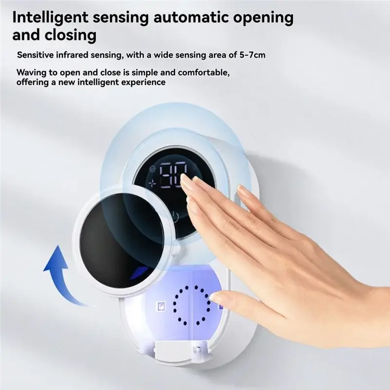 ABLE-Smart Home Toothbrush Holder Cleaner For Bathroom Light Cleaning Fan Drying Automatic Rotating Cover Wall Mounting